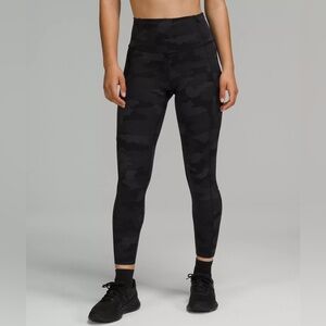Lululemon Fast and Free 25” Heritage 365 Camo Deep Coal Multi Leggings
